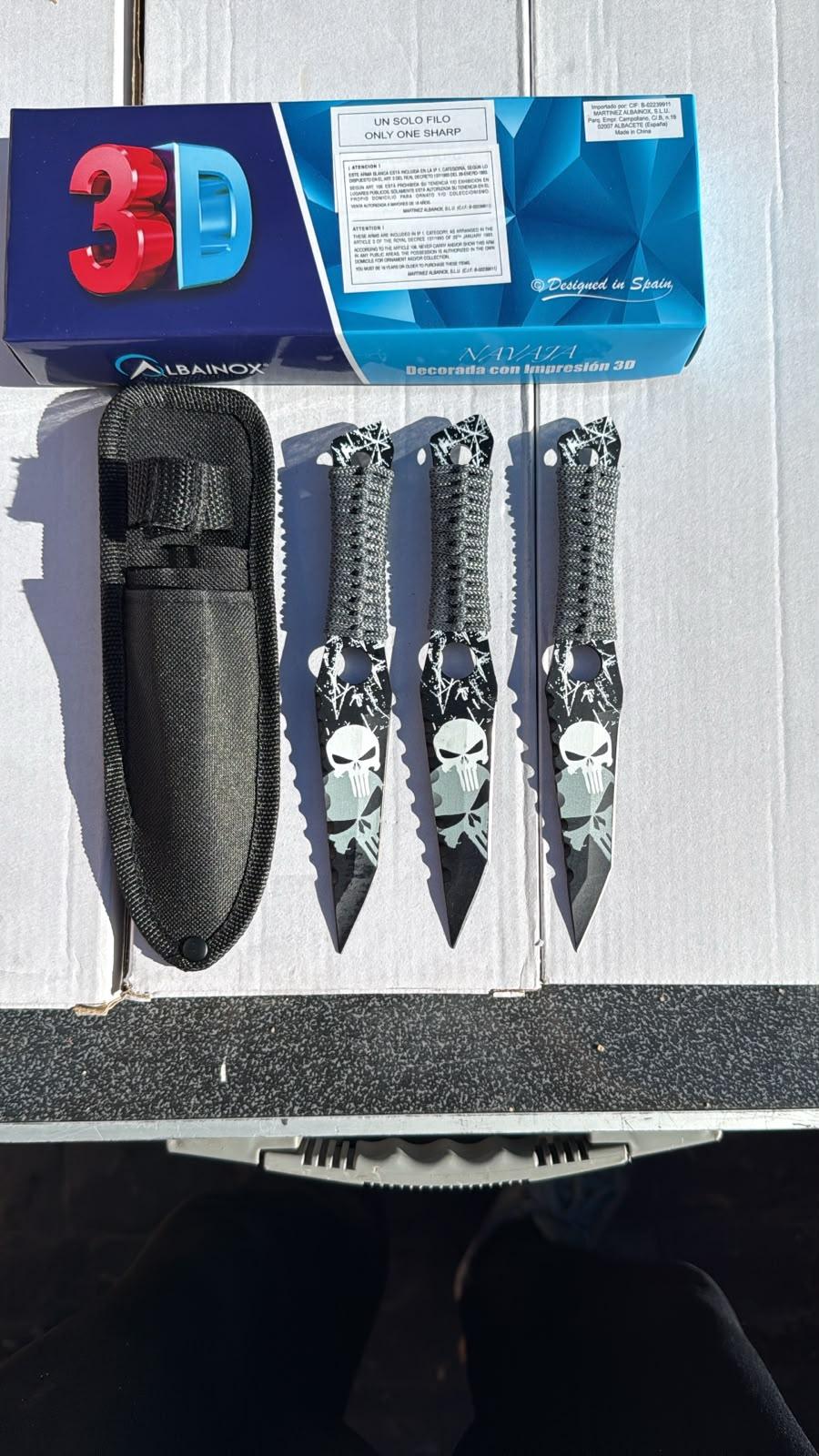 3D Skull-Graphic Fixed-Blade Knife (3-Piece Set, Sold Individually)