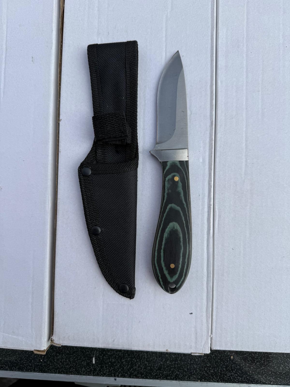Black/Green G10-Handle Tactical Fixed-Blade Knife