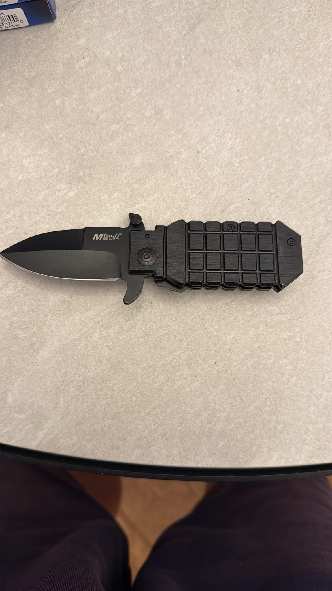 Black Textured-Grip Everyday Folding Knife