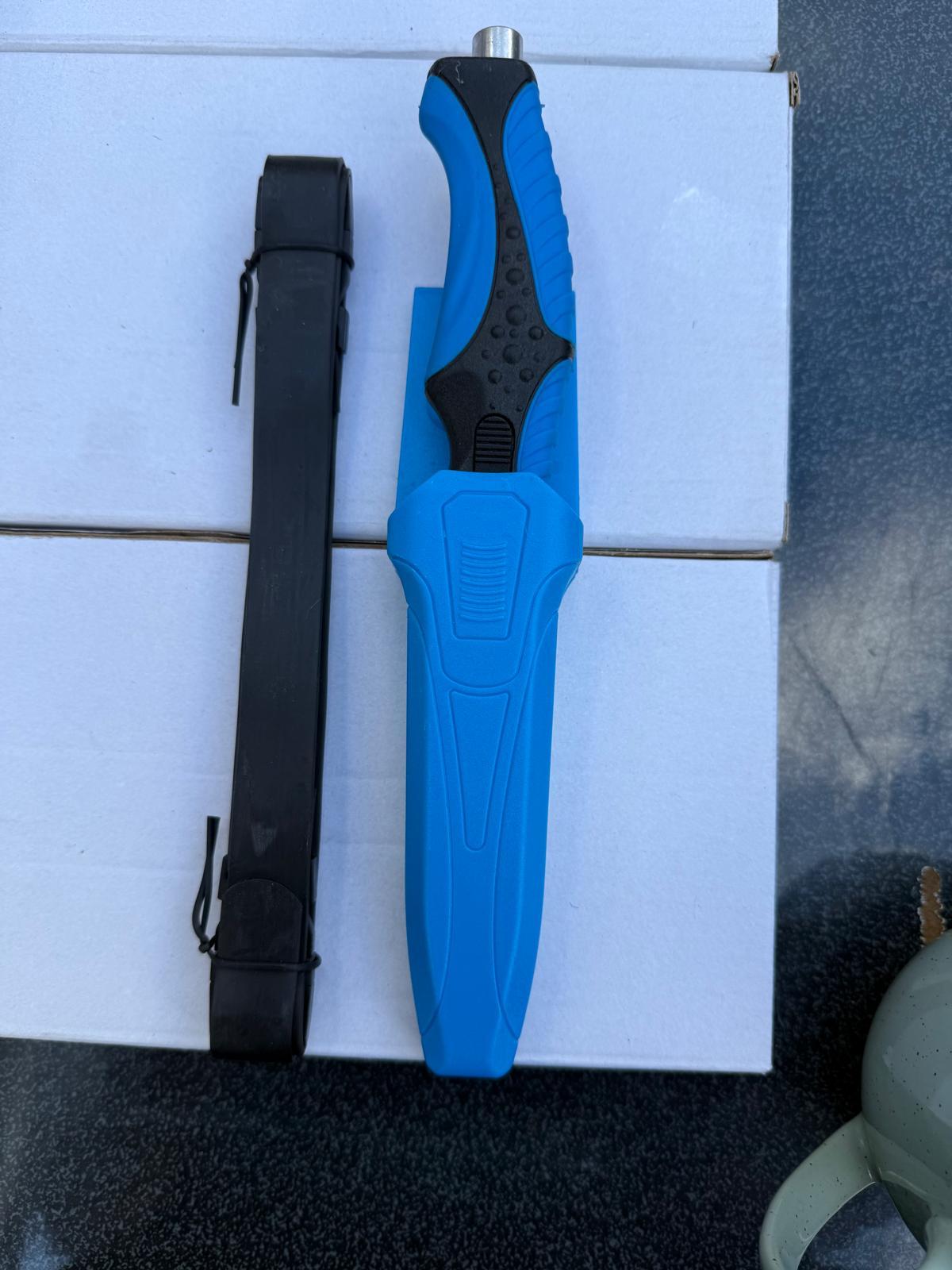 Blue-Handle Fixed-Blade Knife with Sheath