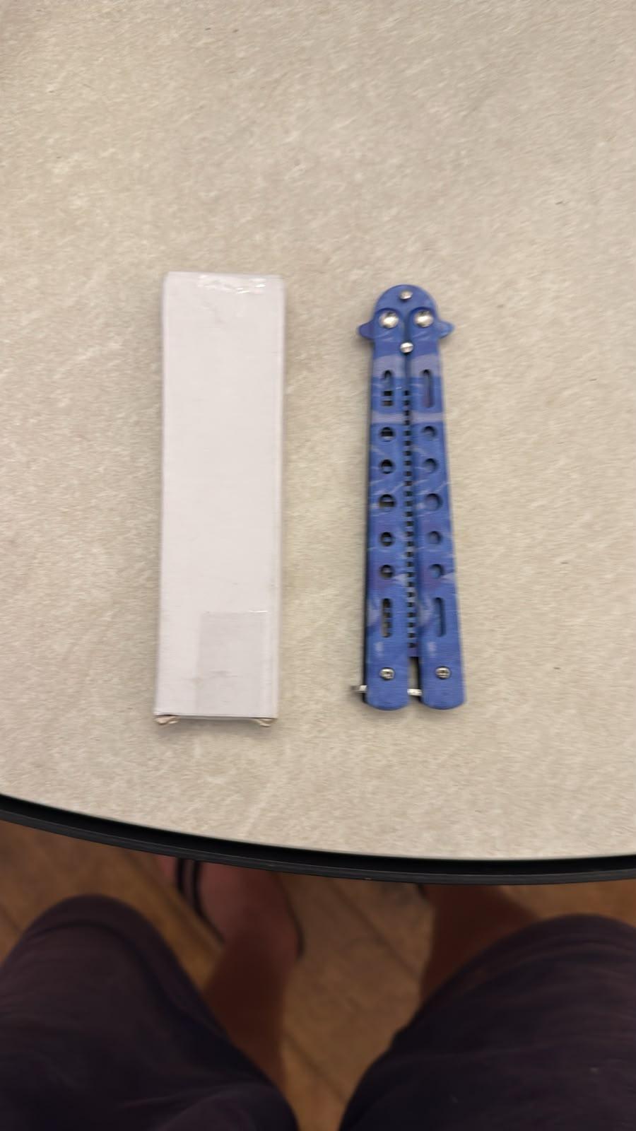Blue-Handle Folding Knife with Clip
