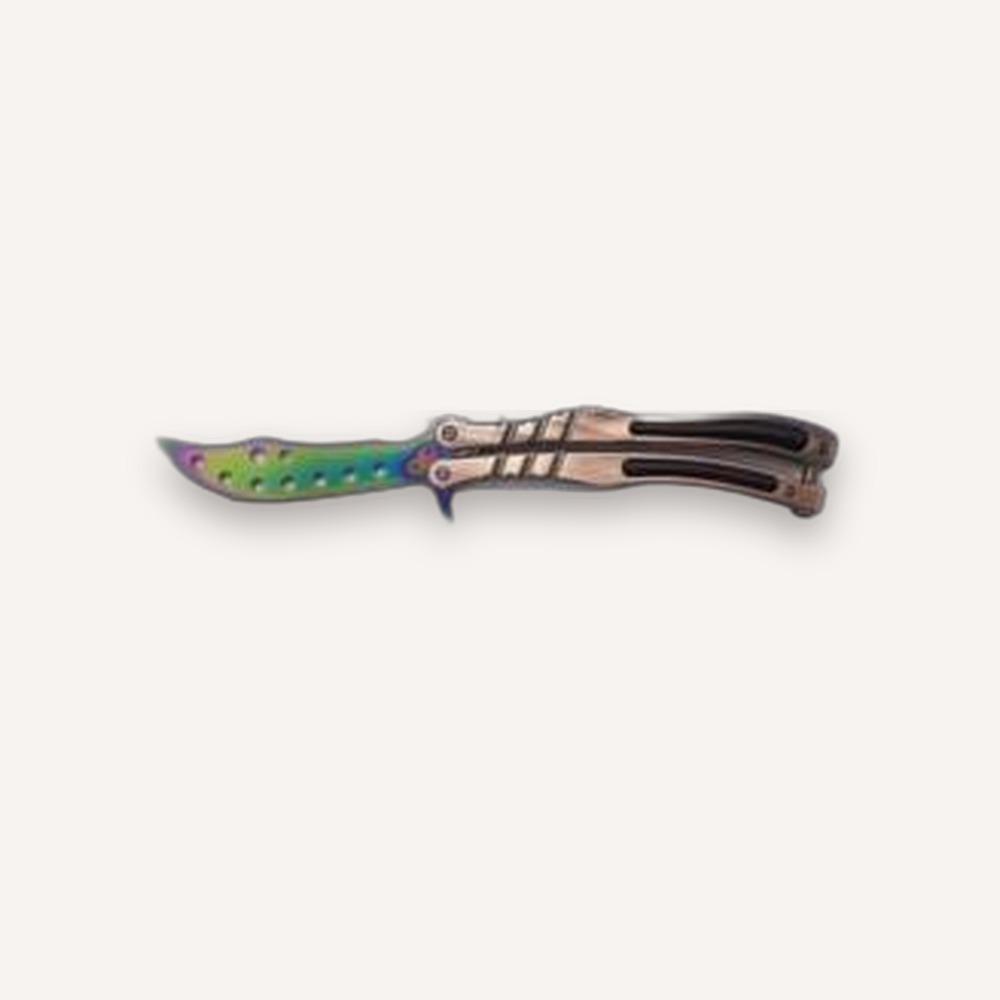 Butterfly Knife — Antique Brass, Titanium Blade