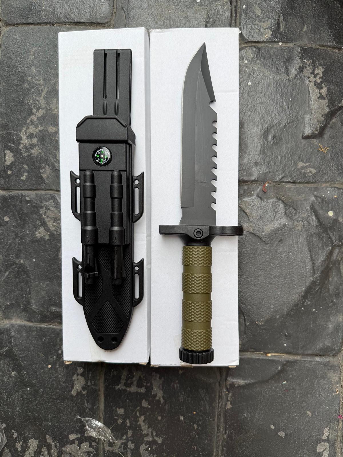 Camping Knife with Compass & Firestarter Handle