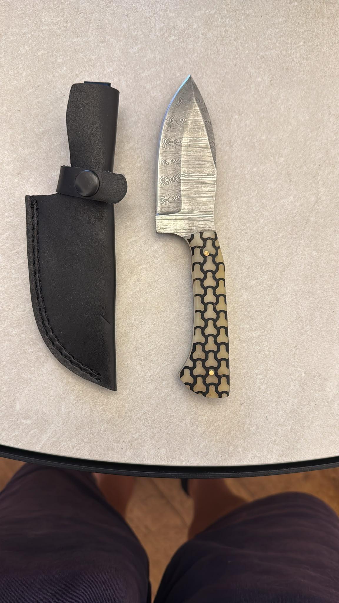 Chain-Wrapped Handle Fixed-Blade Knife with Sheath