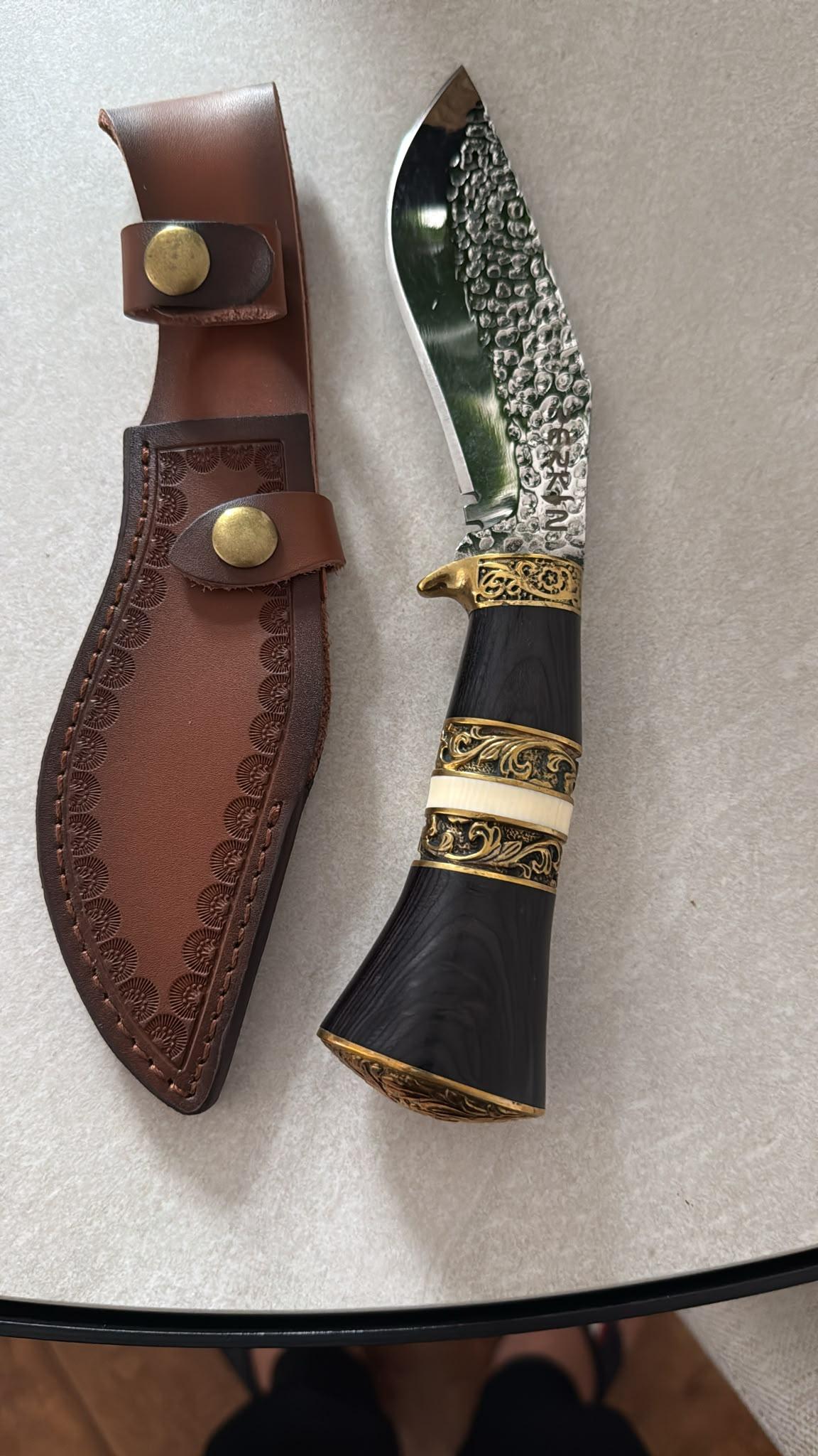Damascus Kukri-Style Hunting Knife