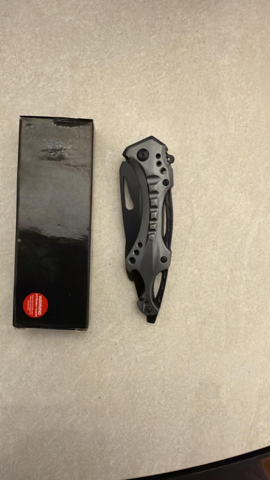 Grey Textured-Handle Folding Knife (Boxed)