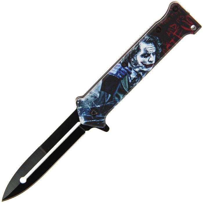 Joker-Style Graphic Stiletto Knife