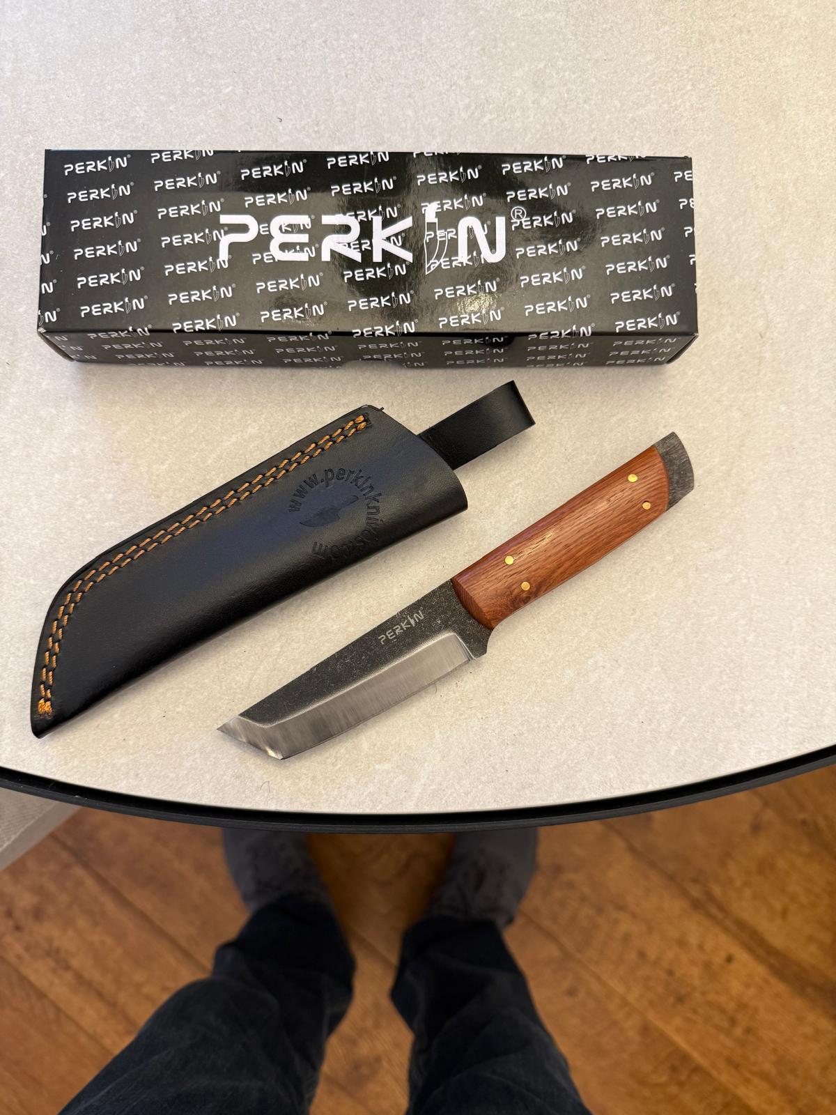 PERKIN Orange Wood-Handle Hunting Knife