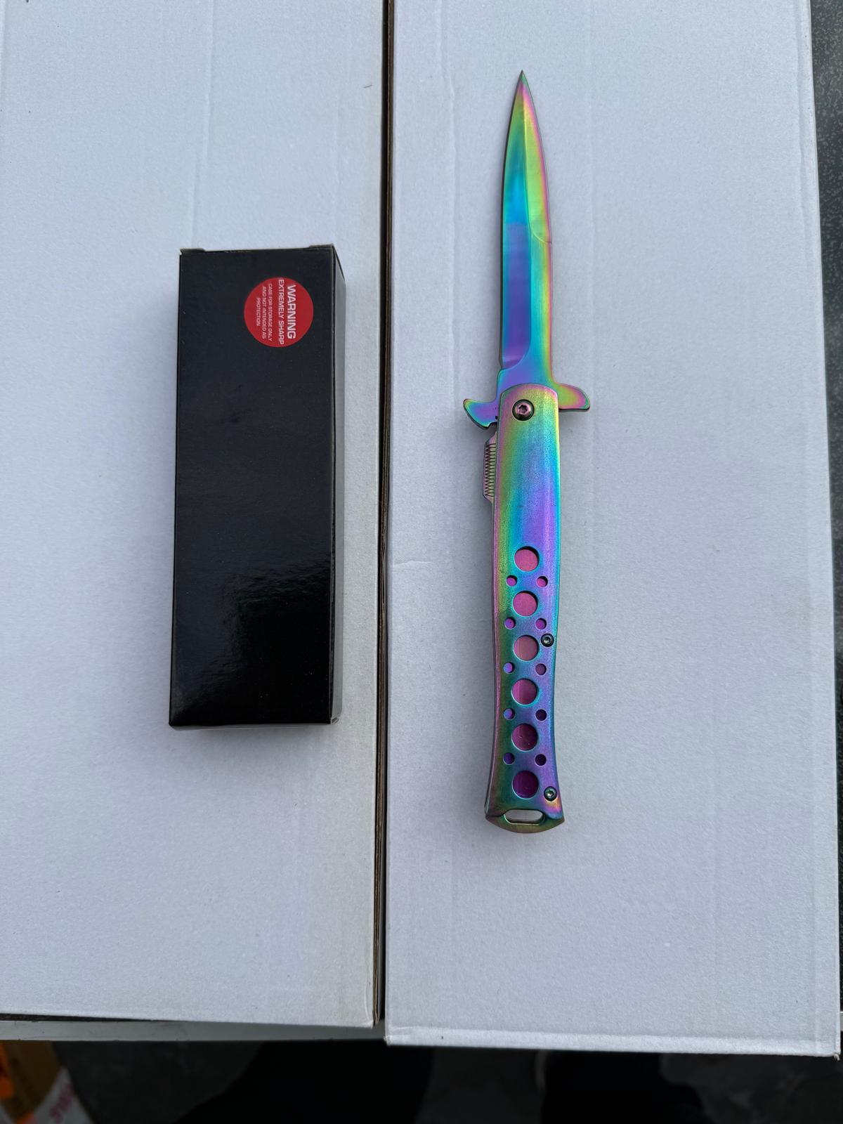 Rainbow Titanium-Finish Stiletto Knife