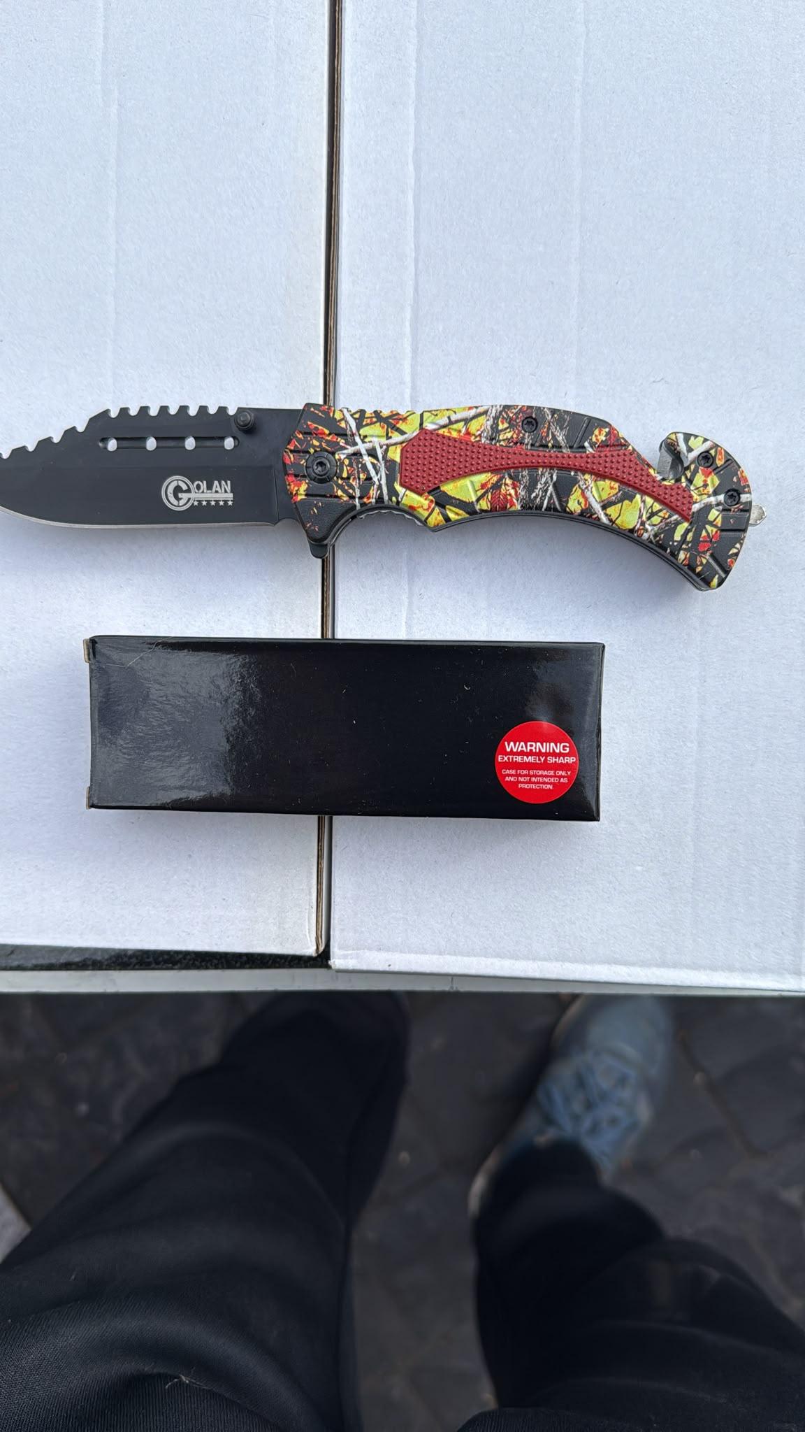Red/Gold Dragon Graphic Stiletto Knife