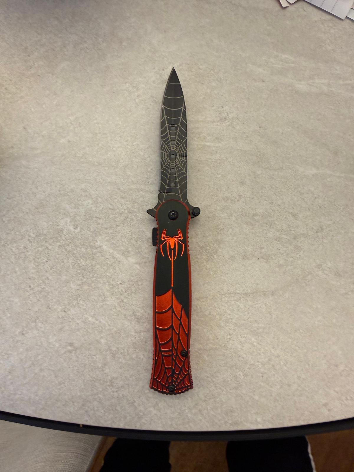Red/Orange Graphic Stiletto Knife