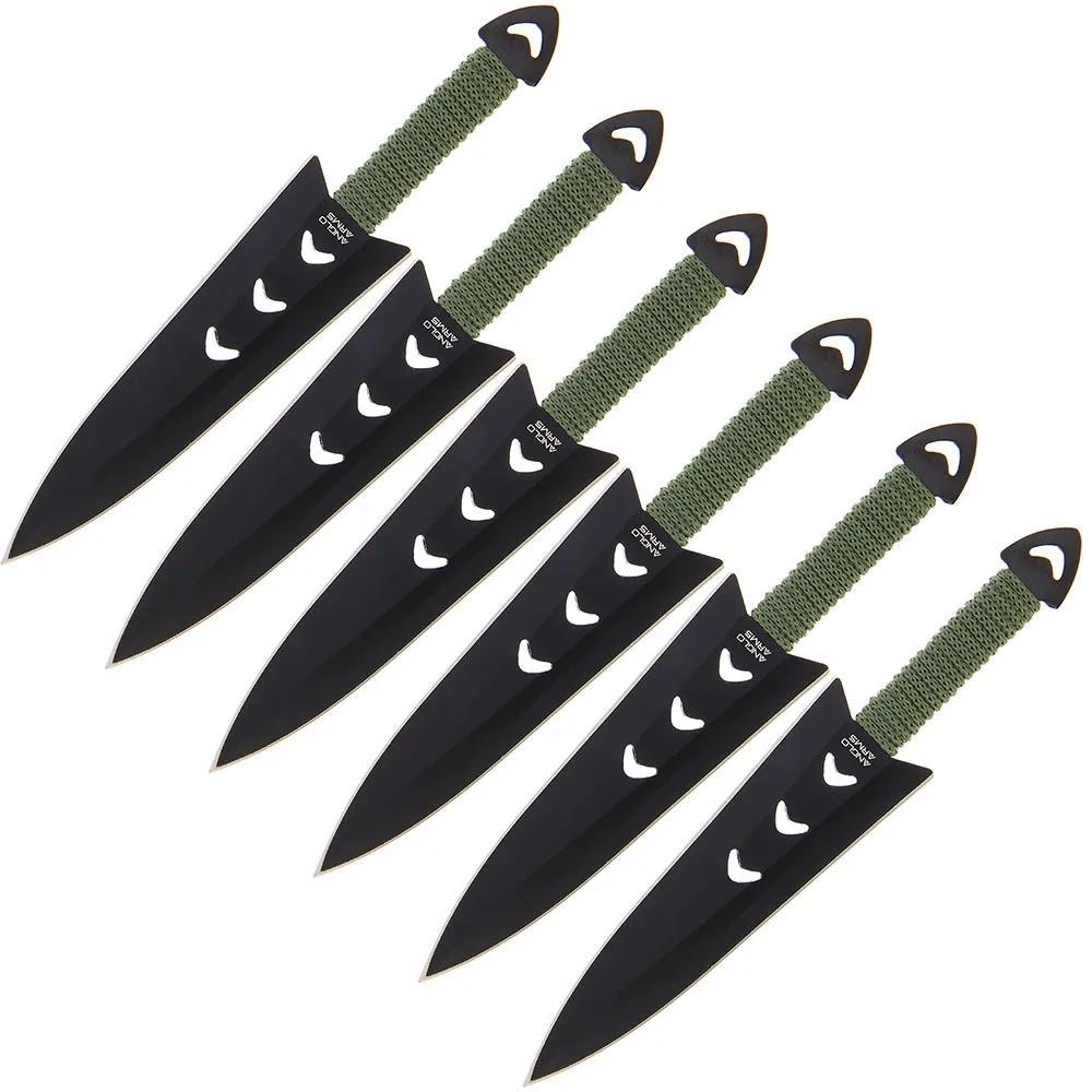 Six-Piece Throwing Knife Set (Green Cord Grip)