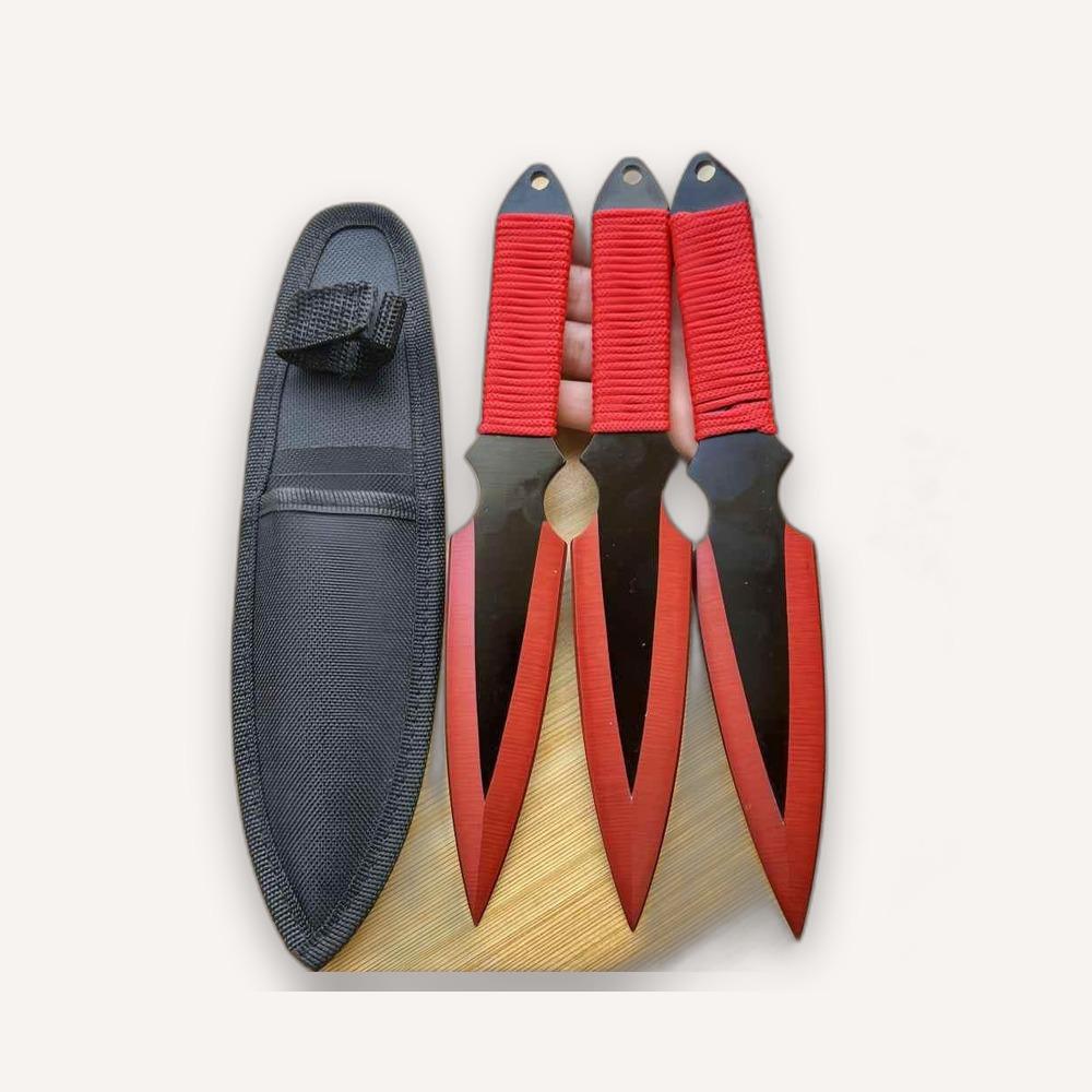 Throwing Knife Set — Red Handle (3pc, 308g)