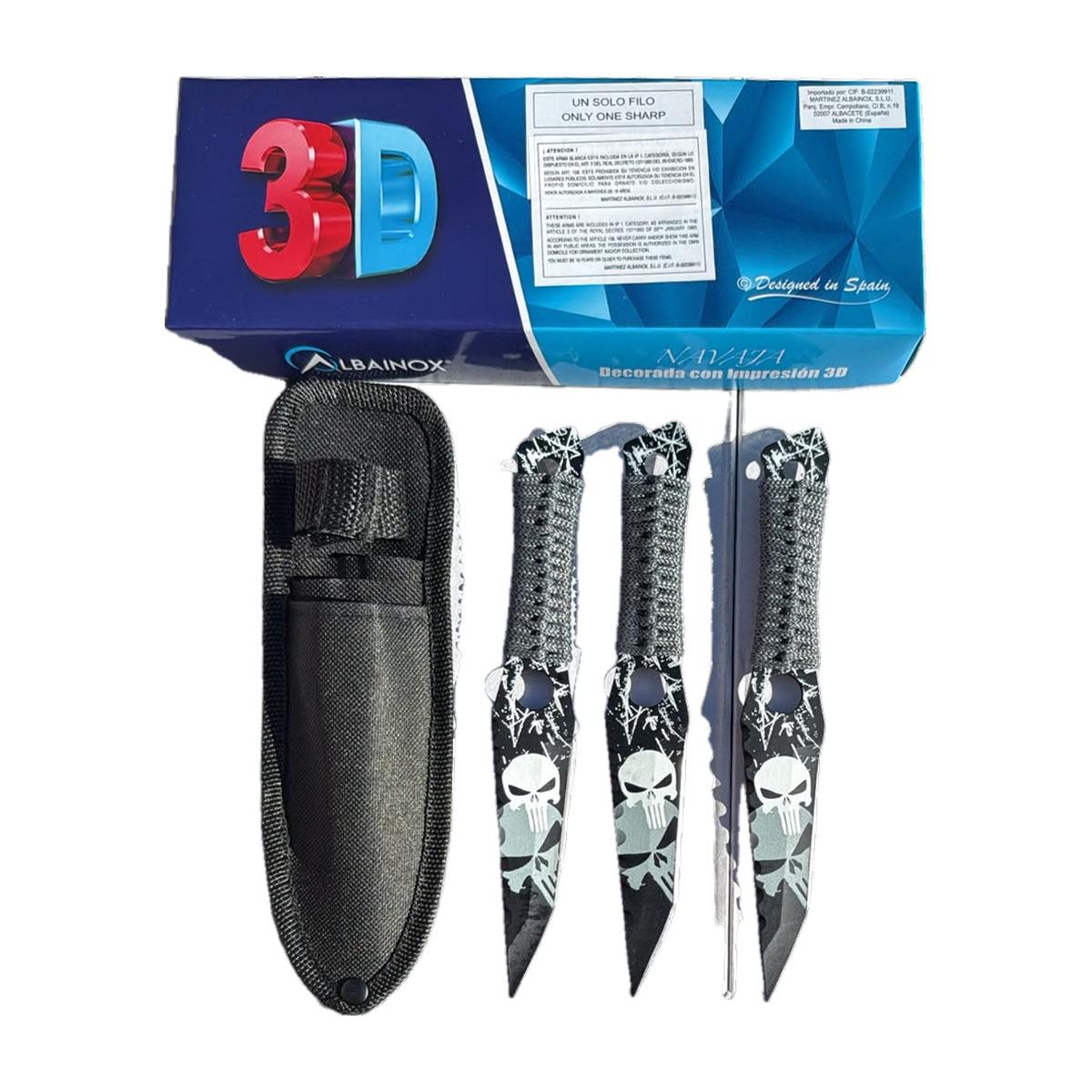 3D Gothic-Graphic Fixed-Blade Knife (3-Piece Set, Sold Individually)