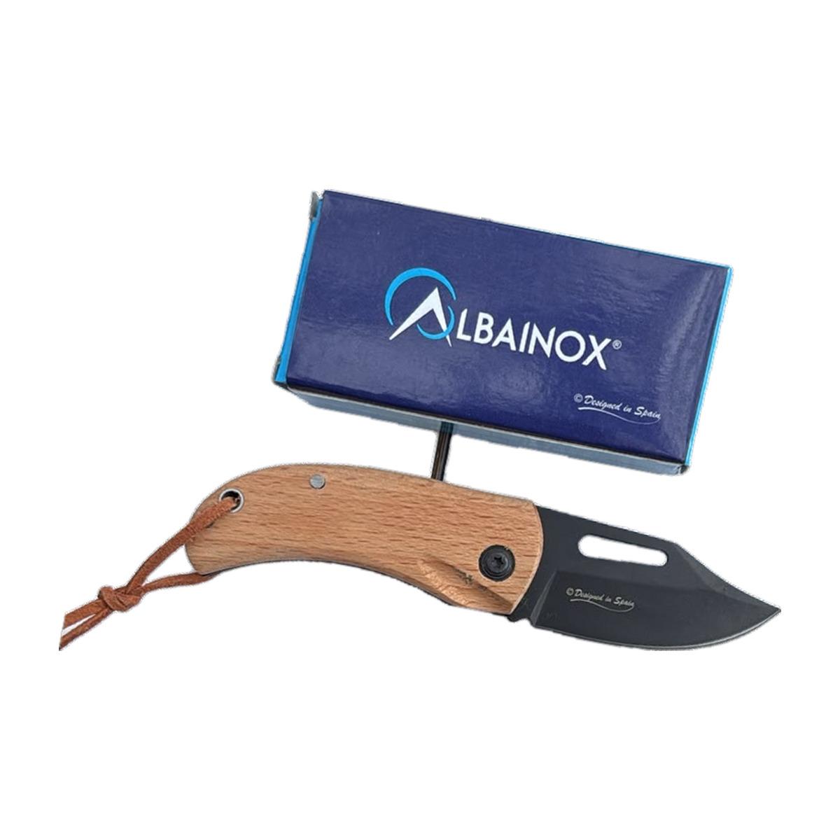 Albainox Wood-Handle Folding Knife with Clip