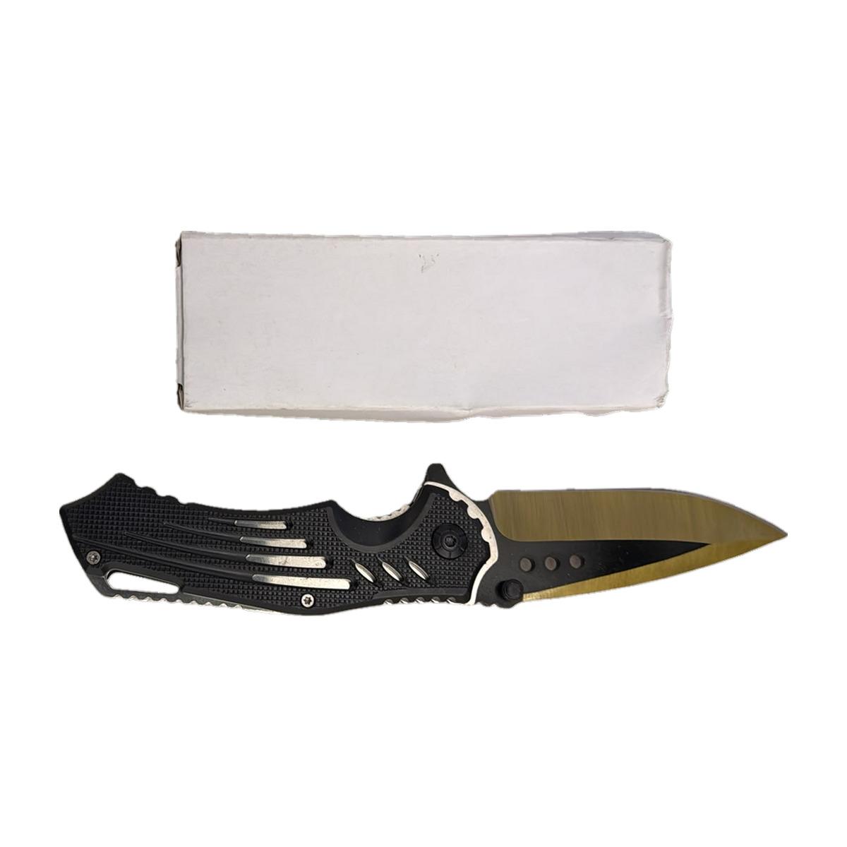 Black/Gold Skeleton-Blade Folding Knife (Boxed)