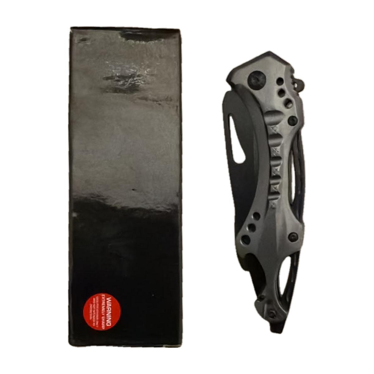Grey Textured-Handle Folding Knife (Boxed)