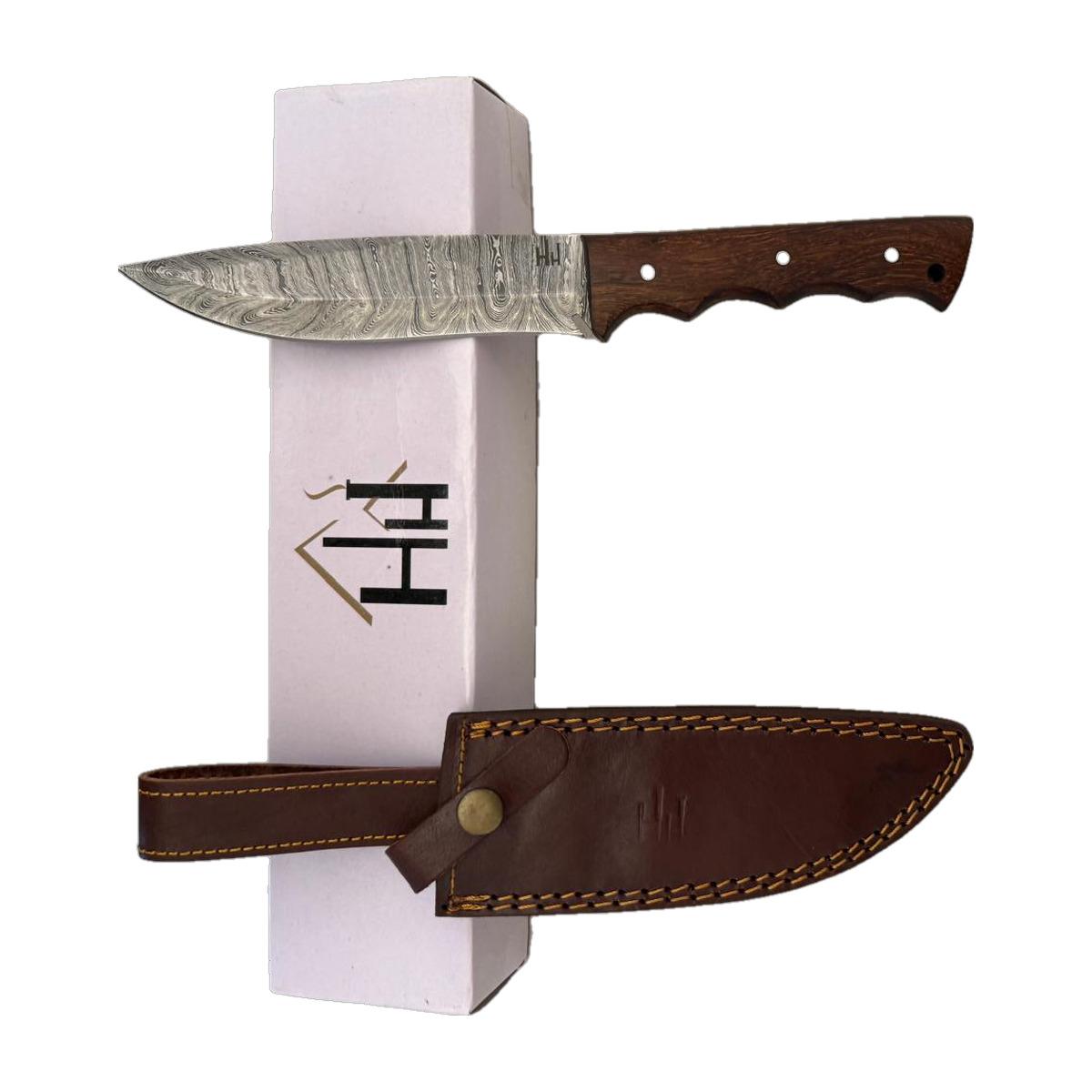 HH Branded Boxed Damascus Outdoor Knife