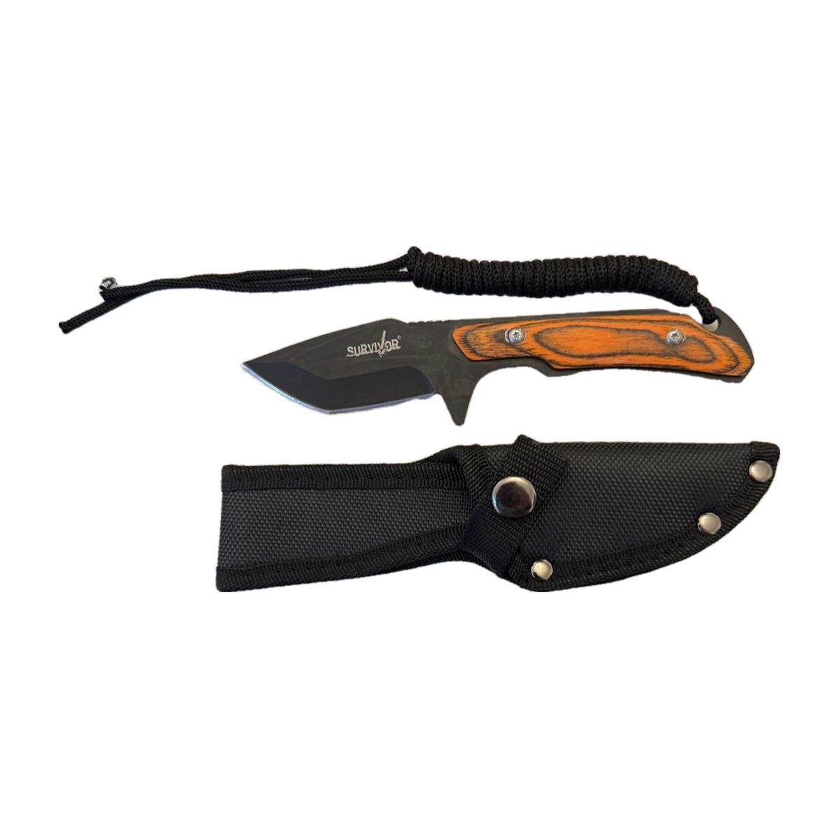 Orange/Black Fixed-Blade Knife with Sheath