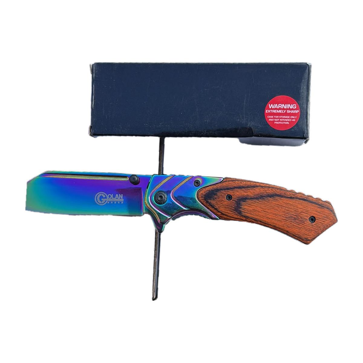 Rainbow Marble-Finish Folding Knife