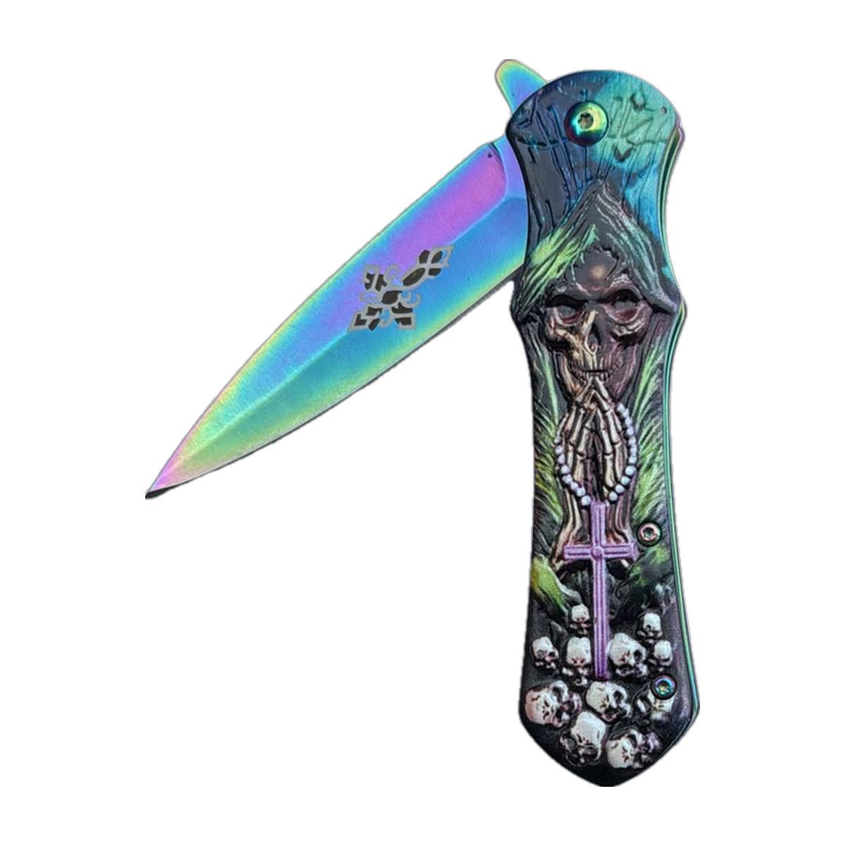 Rainbow Titanium-Handle Folding Knife
