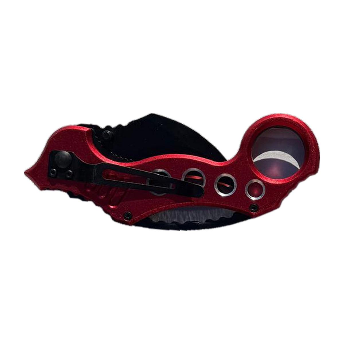 Red Curved-Blade Folding Knife (Boxed)